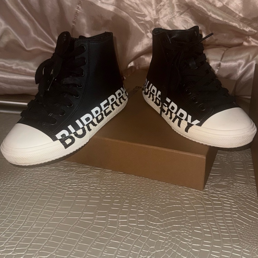 Burberry Black and White Kids Sneakers